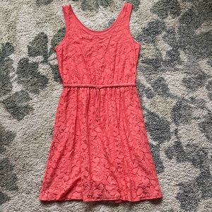 Kensie summer dress orange coral lace floral xs extra small womens